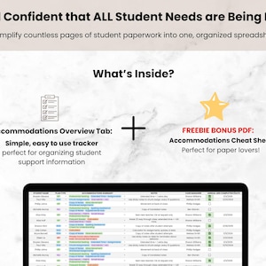 Student IEP/504 Accommodation Tracker Spreadsheet for Teacher | Google Sheets IEP Caseload Organization | Special Education Planner Template image 3