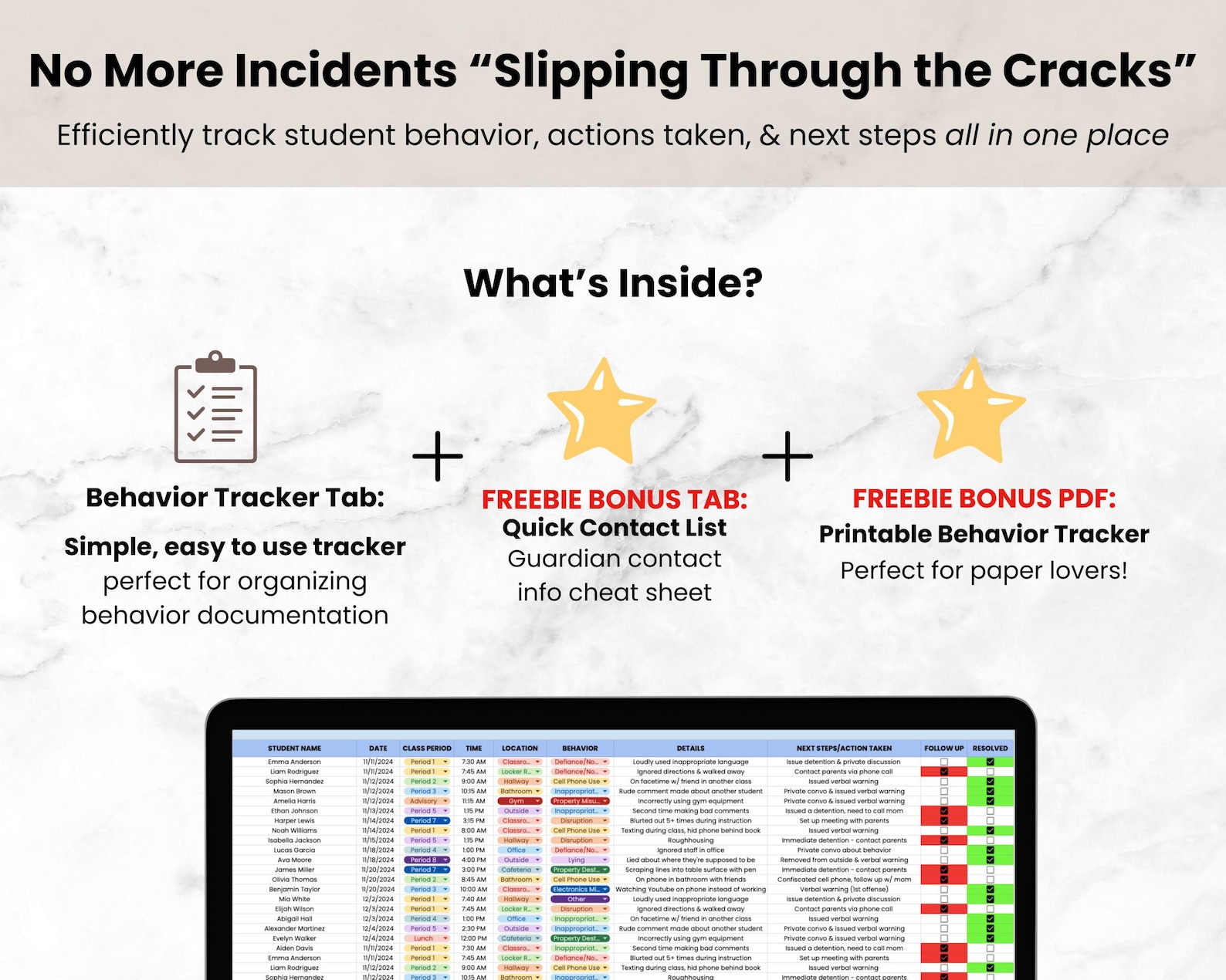 Digital Student Behavior Tracker for Teacher, Google Sheets Bookkeeping ...