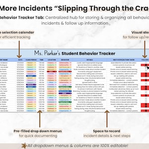 Teacher Documentation Google Sheets Bundle, IEP Accommodations Tracker, Behavior Tracker, Parent Communication Log Spreadsheets for Teachers image 5