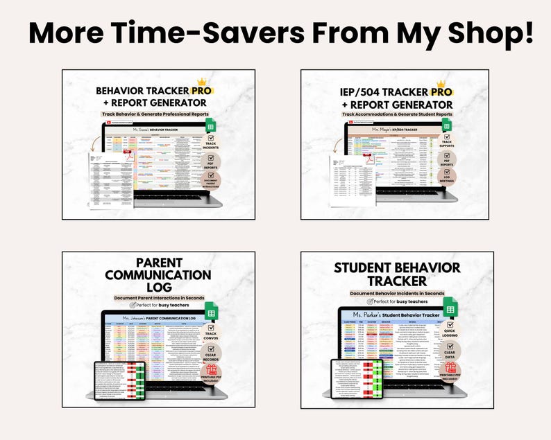 Student IEP/504 Accommodation Tracker Spreadsheet for Teacher | Google Sheets IEP Caseload Organization | Special Education Planner Template image 11