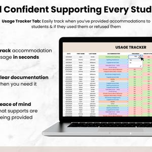 Student IEP Accommodation Tracker Teacher Spreadsheet | IEP 504 Tracker for Google Sheets | SPED Caseload Planner & Log for Organization image 7