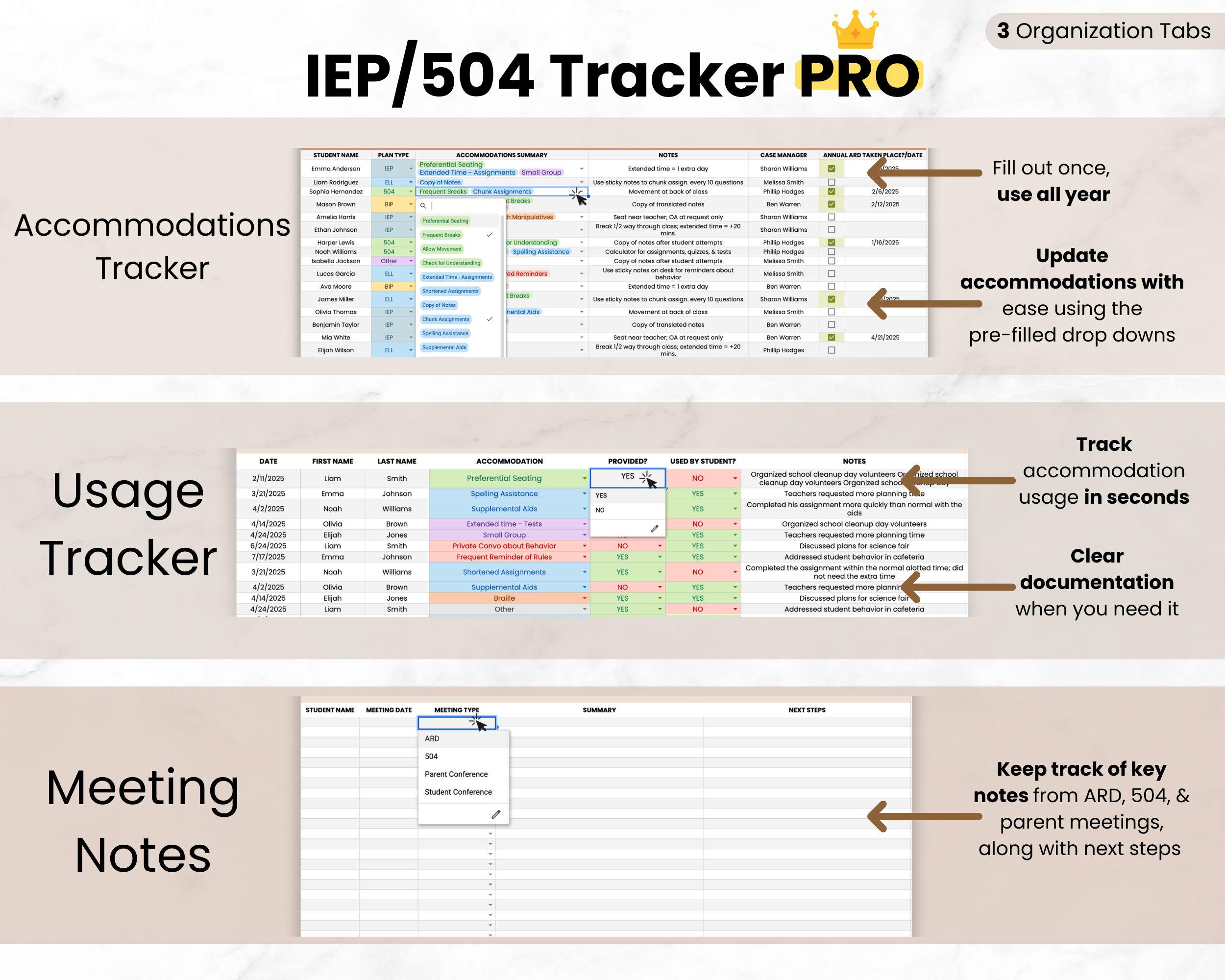 Behavior Tracker & IEP/504 Accommodation Tracker, Classroom Teacher ...