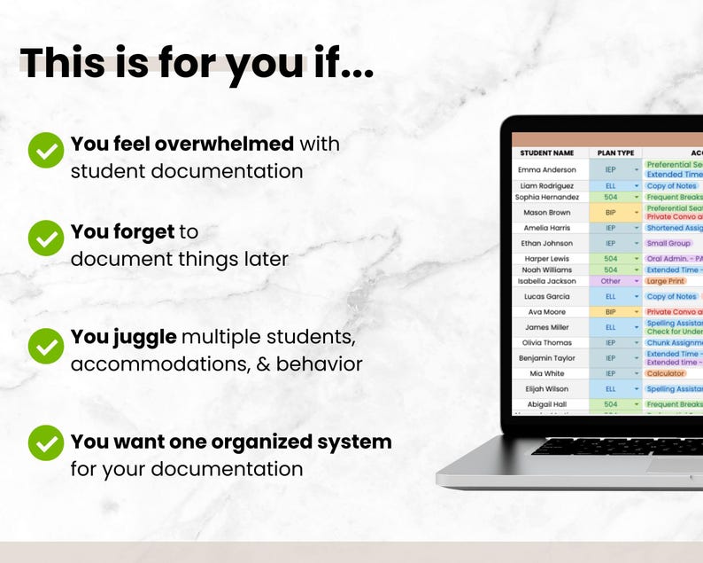 Teacher Documentation Google Sheets Bundle, IEP Accommodations Tracker, Behavior Tracker, Parent Communication Log Spreadsheets for Teachers image 2