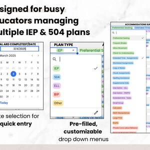 Student IEP/504 Accommodation Tracker Spreadsheet for Teacher | Google Sheets IEP Caseload Organization | Special Education Planner Template image 7