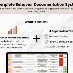 Student Behavior Tracker Spreadsheet for Classroom Teacher, Google ...