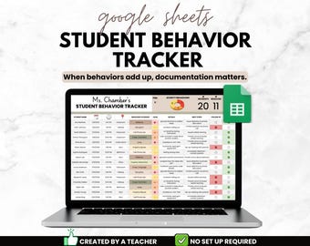 Hoja de cálculo de seguimiento del comportamiento estudiantil para docentes, plantilla de gráfico de comportamiento de Hojas de cálculo de Google, seguimiento de datos de gestión del aula, planificador docente