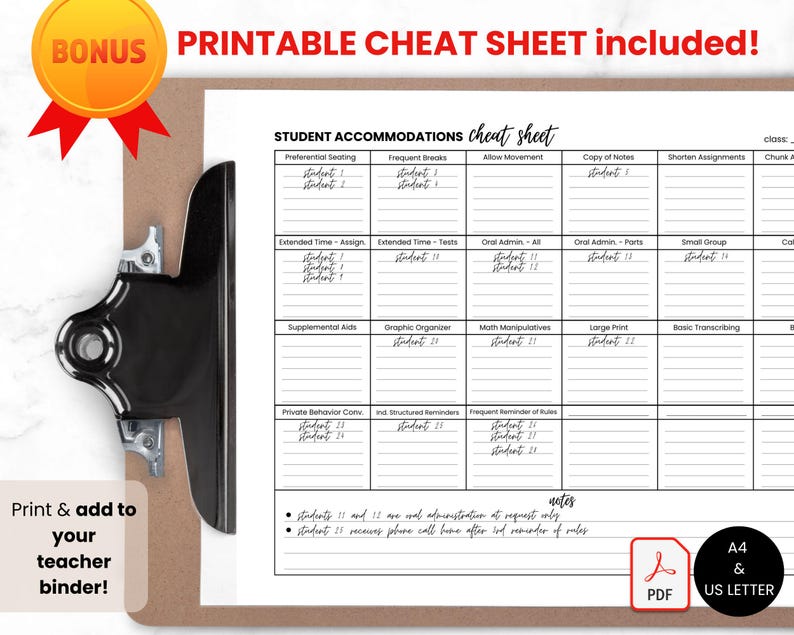 Student IEP/504 Accommodation Tracker Spreadsheet for Teacher | Google Sheets IEP Caseload Organization | Special Education Planner Template image 8