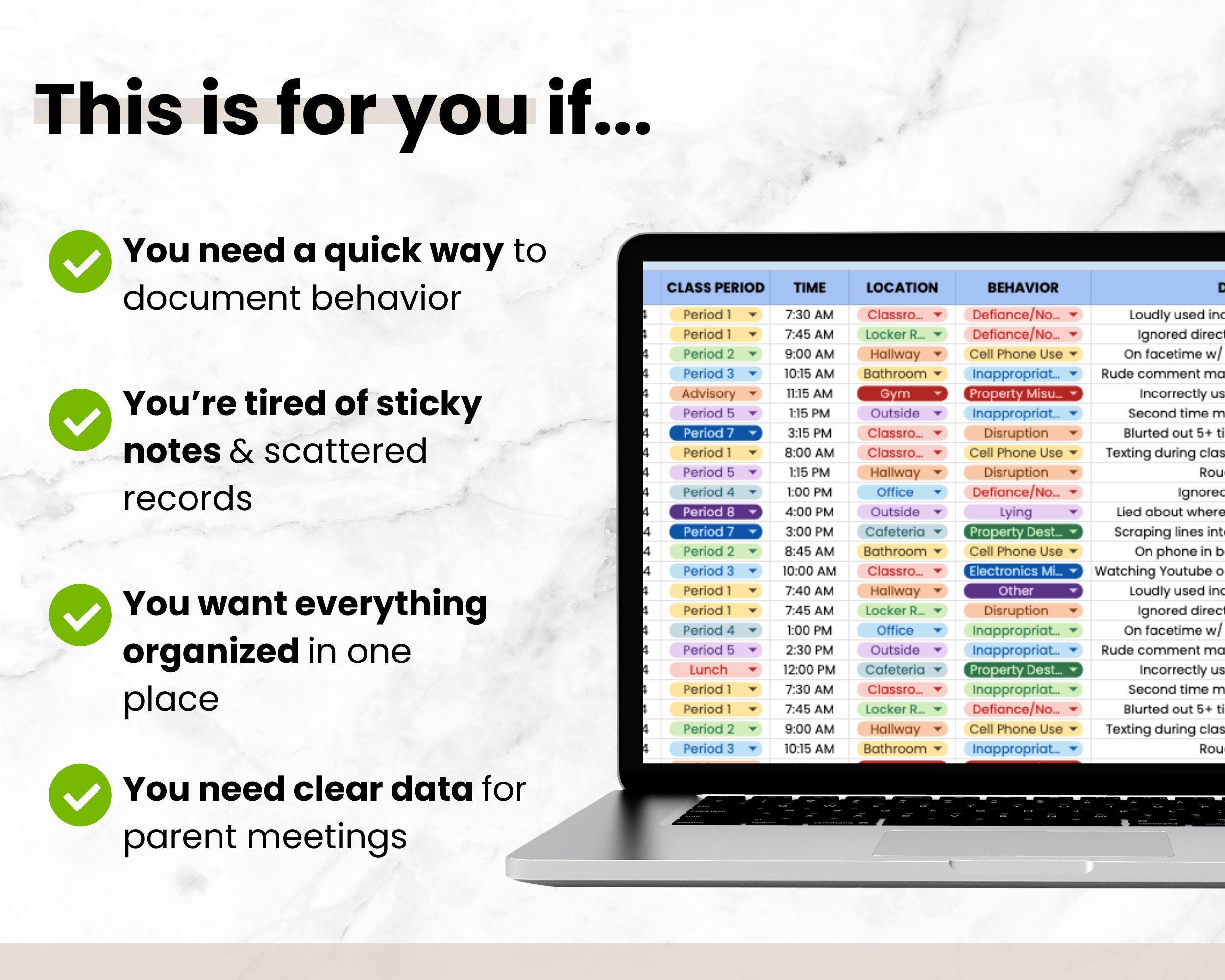 Digital Student Behavior Tracker for Teacher, Google Sheets Bookkeeping ...