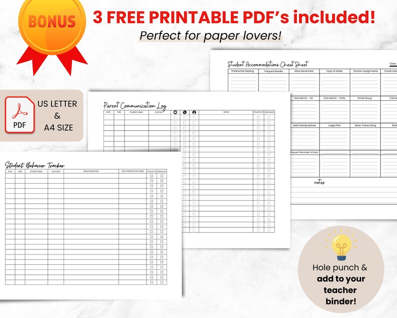 Teacher Documentation Google Sheets Bundle, IEP Accommodations Tracker, Behavior Tracker, Parent Communication Log Spreadsheets for Teachers image 9