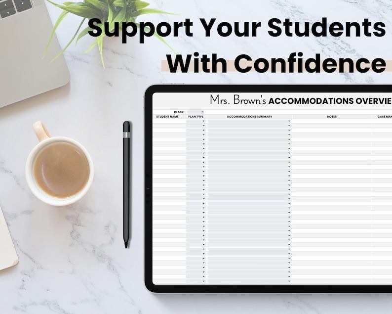 Student IEP/504 Accommodation Tracker Spreadsheet for Teacher | Google Sheets IEP Caseload Organization | Special Education Planner Template image 10