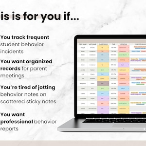 Student Behavior Tracker Spreadsheet for Classroom Teacher, Google ...