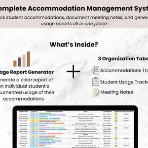Student IEP Accommodation Tracker Teacher Spreadsheet | IEP 504 Tracker for Google Sheets | SPED Caseload Planner & Log for Organization image 3