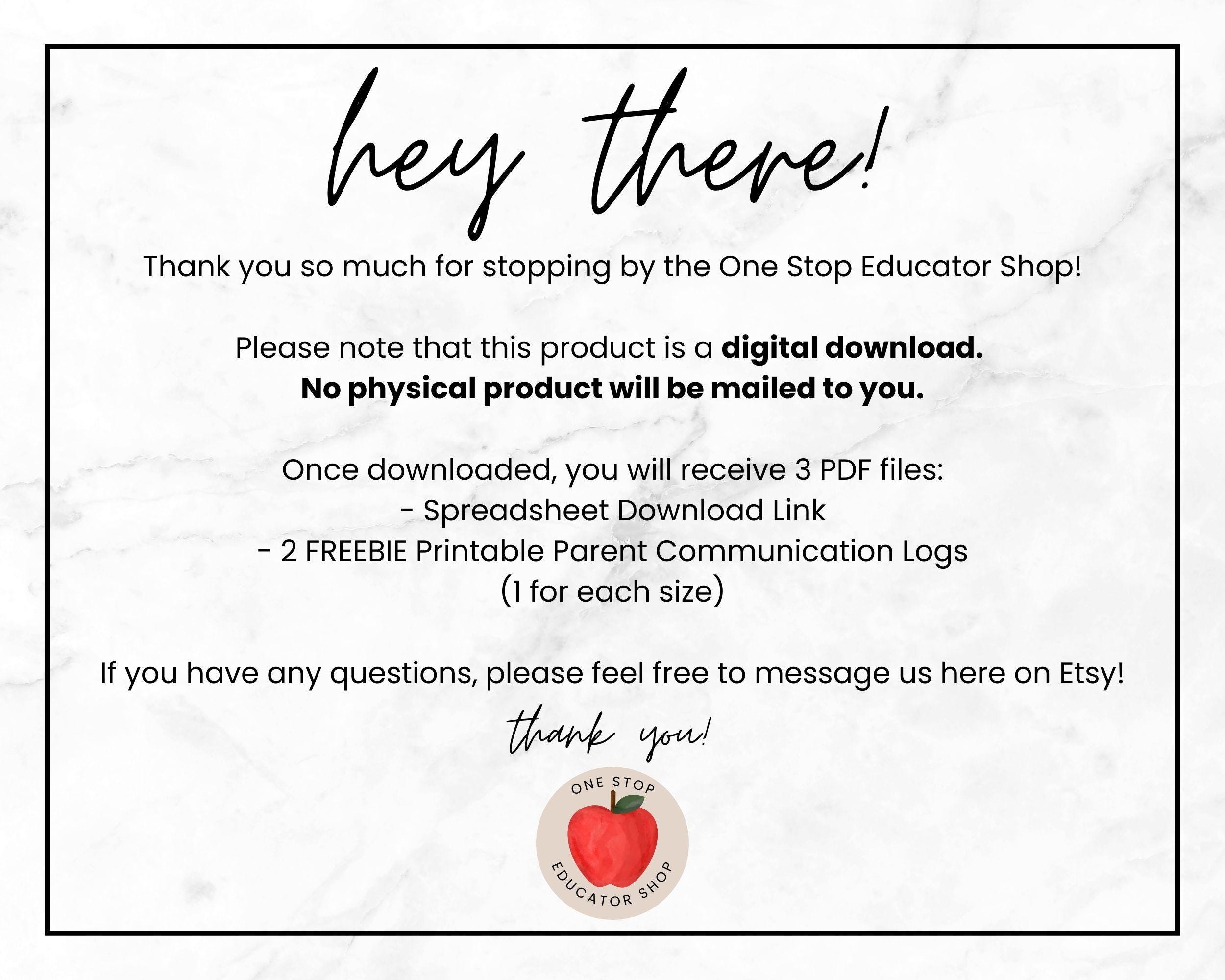 Digital Parent Communication Log for Teacher, Google Sheets Bookkeeping ...