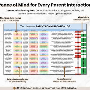 Teacher Documentation Google Sheets Bundle, IEP Accommodations Tracker, Behavior Tracker, Parent Communication Log Spreadsheets for Teachers image 6