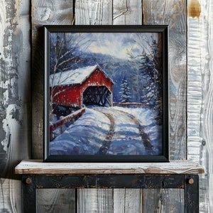 Covered Bridge, Vermont Vintage Art, Wall Decor, Print
