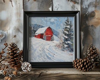 Red Barn, Vermont Vintage Art, Wall Decor, Print