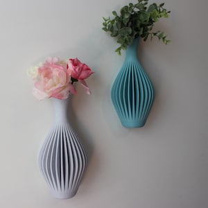 Wall Mounted Wave Vase, 3D Printed Home Decor Gift, Sleek Vase Design