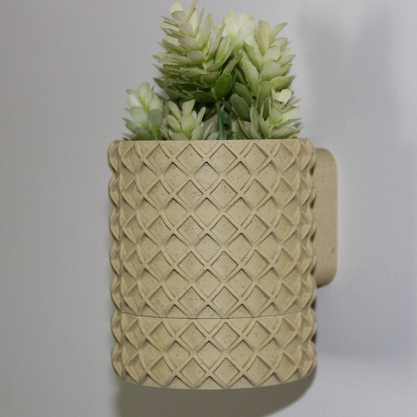 Wall Mounted Lattice Planters Pot with Hidden Drip Tray, 3D Printed Home Decor Gift, Modern Planter