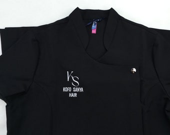 Custom Embroidered Beauty Tunic-personalised Logo with Text Tunics-Beauty Salon Uniform-Lash Nail Tech Make up Artist Aesthetics Workwear