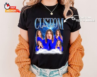 Custom Bootleg Rap Tee, Custom photo shirt, 90s Bootleg Vintage Custom Collage Design, Personalised your own bootleg T-Shirt, Girlfriend Top