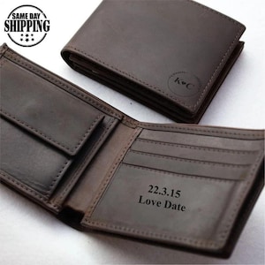 Cartera de cuero personalizada para hombre, billetera con nombre personalizado y texto grabado a mano, el mejor regalo de billetera para padrinos de boda, regalos de 80 cumpleaños para él