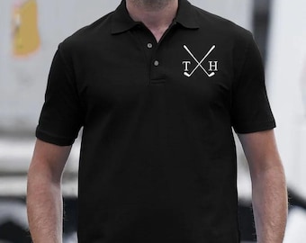Besticktes Golf-Poloshirt, personalisierte Initialen-Monogramm Herren Golf-Poloshirts, Sport-Golf-Slogan-Poloshirts, bestes Geschenk für Golfer