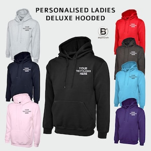 Personalised Text and Logo Embroidered Hoodie, Custom Company Logo & Brand Logo Monogram Hoodie, Your Designs Here, Customised Gift for Her