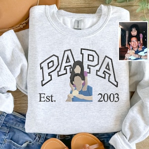Custom Embroidered Portrait from Photo Sweatshirt, Custom Embroidered Portrait Sweater, Gift for Dad, Personalised Jumper, Fathers Day Gift