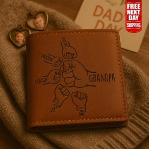Carteiras de couro personalizadas para pai, carteira com nome gravado para o pai, presente de dia dos pais para crianças, o melhor presente de carteira para o pai de todos os tempos