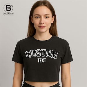 Custom Crop Top with College Letters, Personalised Name/Logo Printed Shirt, Cheer Crop Tee, Sporty Aesthetic Gift, Trendy Summer Top for Her