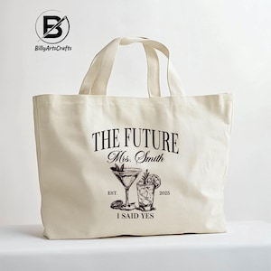 Borsa tote "Future Mrs" personalizzata, regalo di nozze, borsa tote personalizzata per fidanzamento, borsa tote per futura sposa, bomboniera per addio al nubilato, idea regalo per matrimonio
