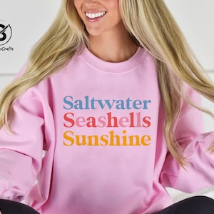 Sunshine Beach Vacation Sweatshirt, Summer Crewnecks, Beachy Coastal Printed Sweatshirt, Vacation Outfits, Ocean Lover Gifts, Beach Sweaters
