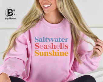 Sunshine Beach Vacation Sweatshirt, Summer Crewnecks, Beachy Coastal Printed Sweatshirt, Vacation Outfits, Ocean Lover Gifts, Beach Sweaters