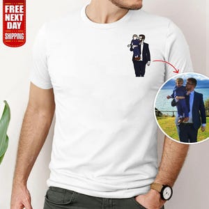 Custom Dad Photo Sketch Shirt, Personalised Printed Drawing Portrait T-Shirt, Memorial 80th Birthday Gift for Dad, Fathers Day Gift for Him