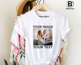 Personalised Text & Image Tee Shirt, Custom Family Photo Printed T-Shirt, Your Image/Design Here Tee Tops, Customised Men Women Kids Gifts