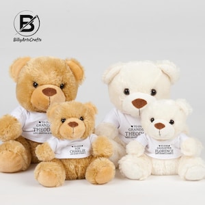 Personalised Teddy Bear Teddy, Custom Printed Stuffed Toy, Soft Plush Gift for Baby, Kids Birthday, Baby Announcement Gift, Fathers Day Gift