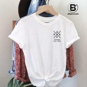Papa Monogram T-Shirt, Custom Shirt with Kids Name and Date, Fathers Day Gift, Gift for Grandpa or New Dad, Custom Dad Shirts, Cool Dad Gift