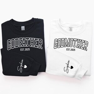 Anpassad gudmor/gudfader-tröja, personlig tryckt gåva med dopförslag, dopförslag, gudföräldermeddelande, dopoutfit för bebisen bild 4