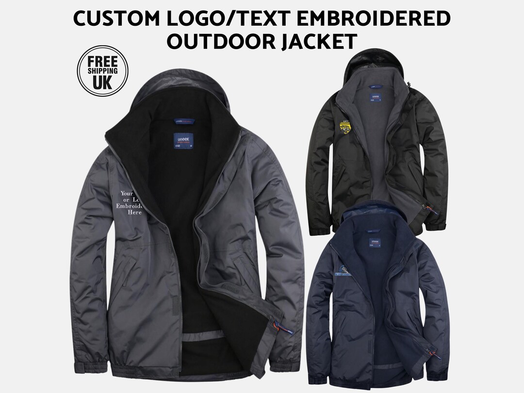 Text In Jacket Embroidered Text or Logo Monogrammed Jacket, Personalised Your Company ...