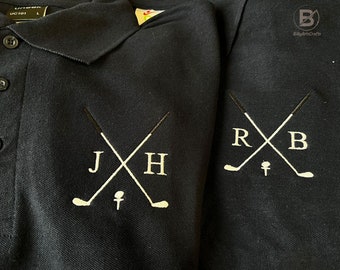 Personalisiertes besticktes Herren-Poloshirt, benutzerdefiniertes Golf-Monogramm mit Initialname Sport-T-Shirt, Geschenk für Golfer, bequeme Farben Golf Slogan-T-Shirt