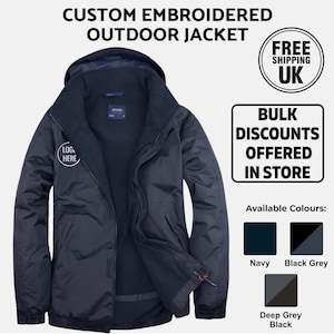 Embroidered Logo/Text Monogram Jacket, Personalised Company Design jacket, Business Logo Workwear Jacket for Team, Waterproof Outdoor Jacket