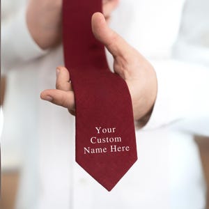 Personalised Tie for Men&#39;s, Custom Company Name or Text Necktie, Formal Ties for Him, Groom Wedding Keepsake, Unique Custom Tie for Hubby
