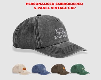 Custom Embroidered Vintage Caps with Your Text, Personalised Designs Monogram Hats, Your any Text/Logo Hats, Company Logo Hat, Gift for Him