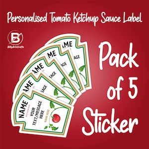 Custom Tomato Ketchup Sauce Label Vinyl Sticker, Personalised Name Bottle Label, Funny Novelty Gift for Birthdays and Anniversaries for Her