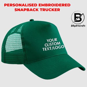 Casquette snapback brodée personnalisée, Casquette trucker avec monogramme avec texte/logo personnalisé, Casquette conçue par votre entreprise pour le personnel, Casquettes de travail pour adultes