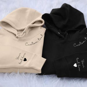 Custom Hoodies, Personalised Names/Text on Neck and Sleeve Printed Hoody, Mothers Day Jumpers, Adults Tops, New Mom Hooded Sweatshirts