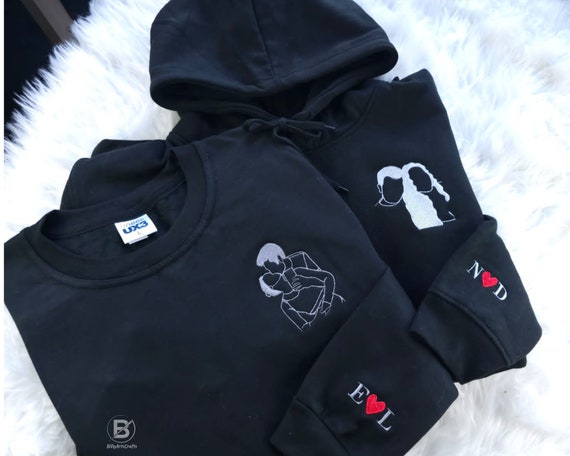 Felpa Con Cappuccio Personalizzata Ricamata Con Foto – Design Unico Per Coppie, Regalo Di Compleanno E Anniversario, Taglie XS-4XL