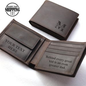 Personaised Engraved Wallets for Mens, Groomsman Leather Bifold RFID Wallet, Custom Monogrammed Wallet for Him, 80th Birthday Gift for Hubby