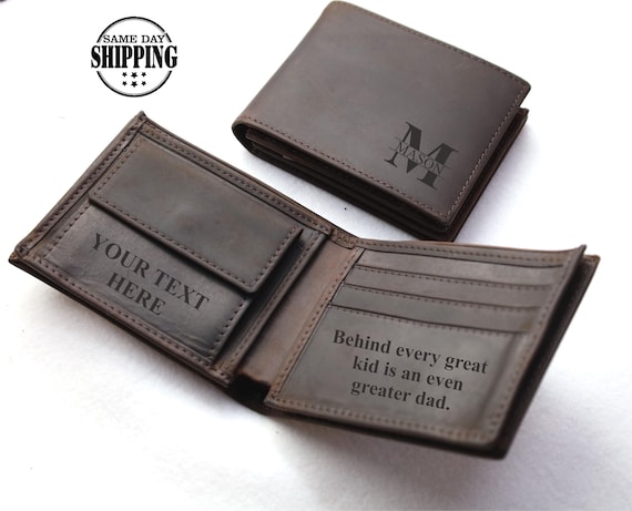 Portafoglio bifold in pelle personalizzato da uomo, portafoglio con