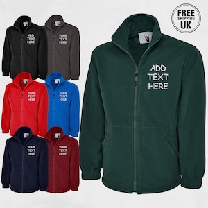 Personalised Embroidered Fleece Jacket, Custom Text Work Wear Zip up Jacket, Any Text Healthcare Staff Uniform, Nursing Tops, Gift for Him